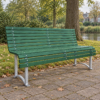 Parkbank Milano 19 Groene parkbank Milano met metalen onderstel langs een wandelpad in een park